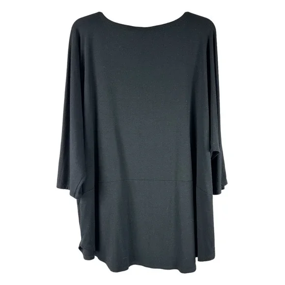 Eileen Fisher Sz XL Shirt Women's Black Knit Minimalist Spandex Blend Flaw - Picture 6 of 7